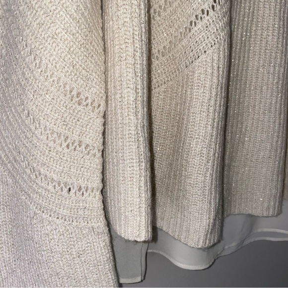 Lucky Brand holiday cream gold metallic crew neck knit sweater Size large - Picture 5 of 12